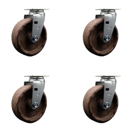 Service Caster 6'' High Temp Glass Filled Nylon Wheel Swivel Caster Set with Roller Bearings, 4PK SCC-20S620-GFNRHT-4